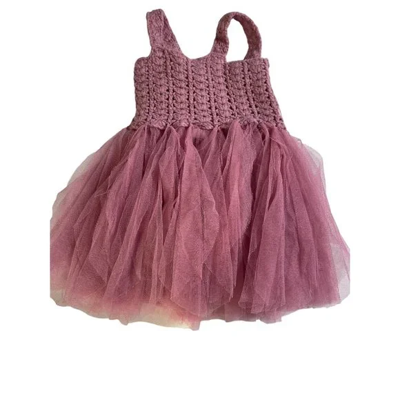 Elly and Emmy My First Dress Up Tulle Dress Mauve Pink Baby Dress Size O-6 - Picture 3 of 4